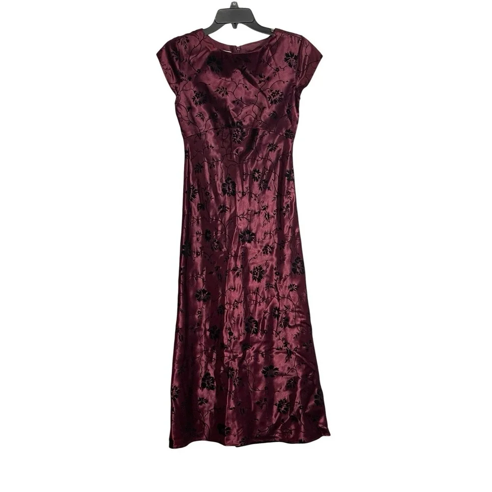 Talbots Kids Girls Sz 16 Burgundy Black Velvet Burnout Dress Whimsy Goth Vampire